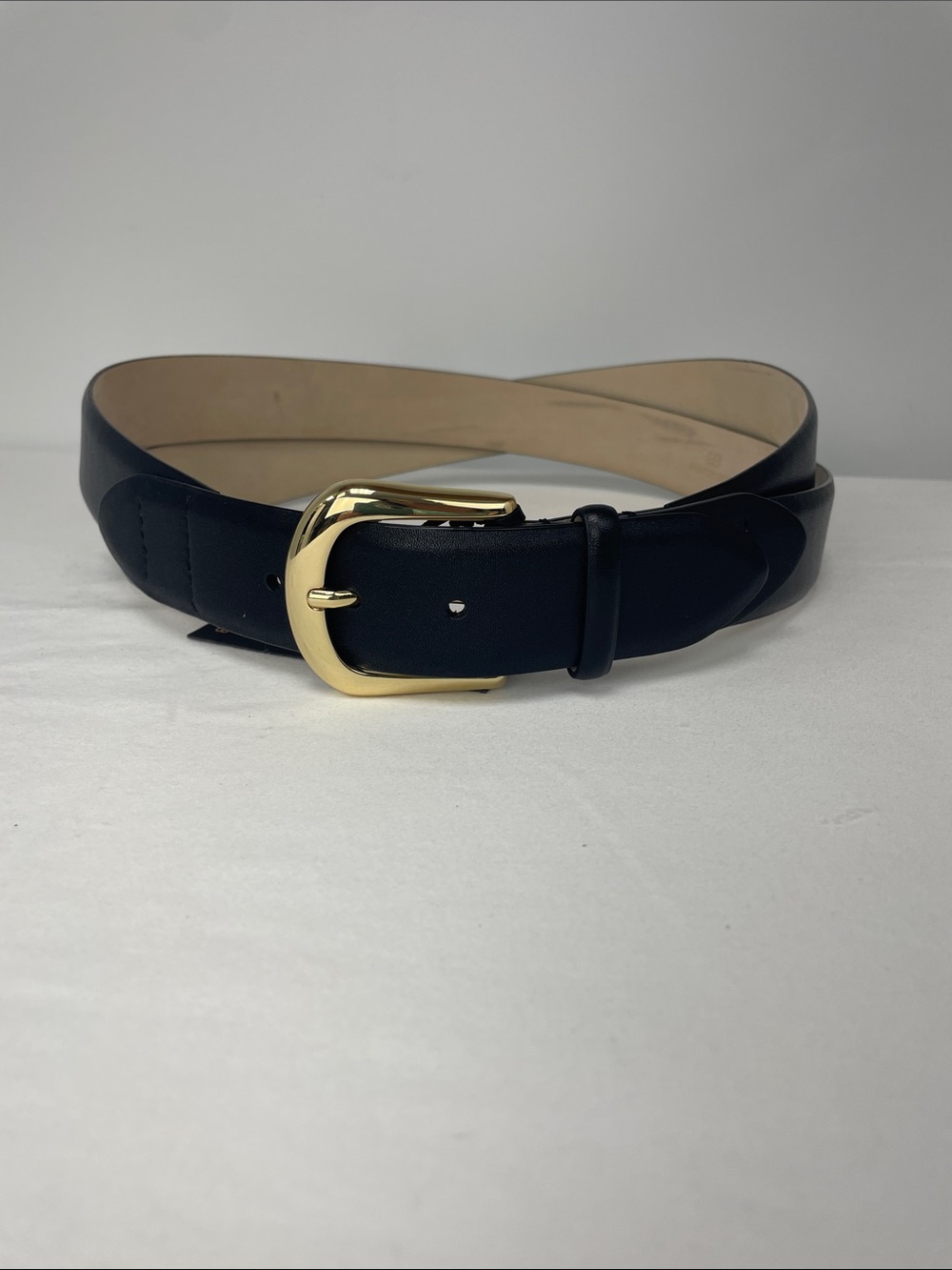 B-Low the Belt Black Leather Belt with Gold Buckle, Size L